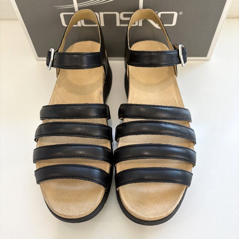 Dansko Roxie Sandals Nappa Leather Strappy Black Size 37 US 7 NEW - Picture 5 of 7